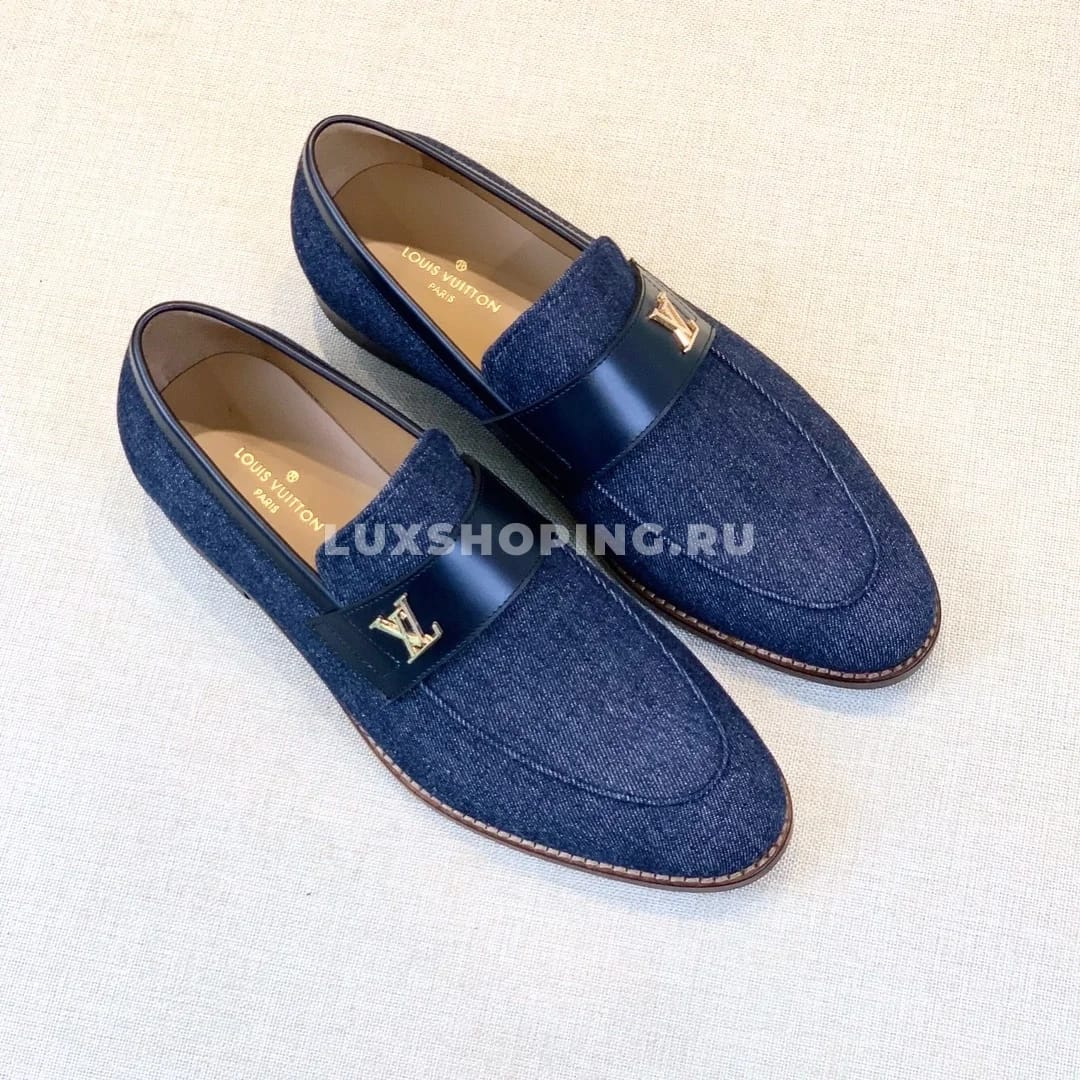Лоферы Louis Vuitton с пряжкой и лого джинсовые - фото 5