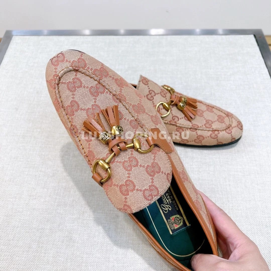 Мокасины Gucci с кисточками коричневые - фото 6