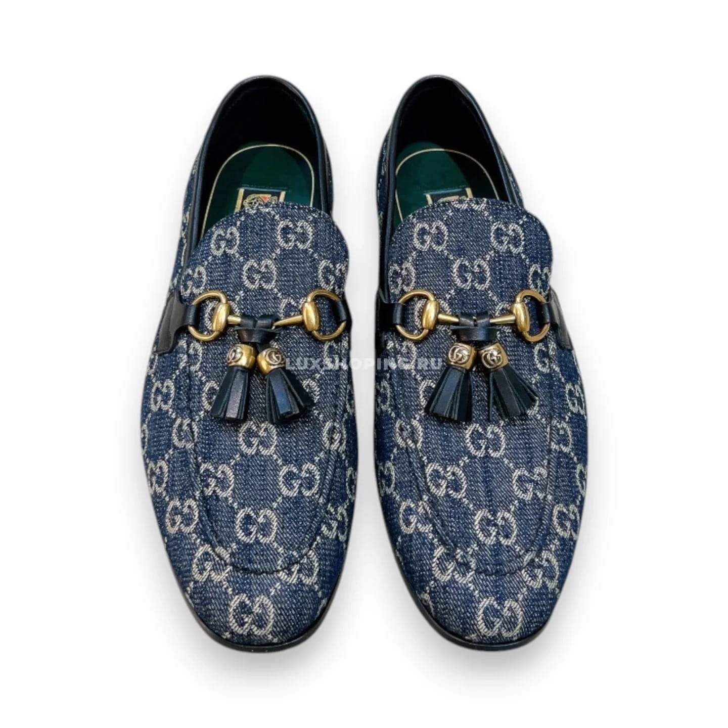 Мокасины Gucci с кисточками синие
