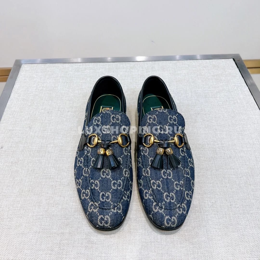 Мокасины Gucci с кисточками синие - фото 2
