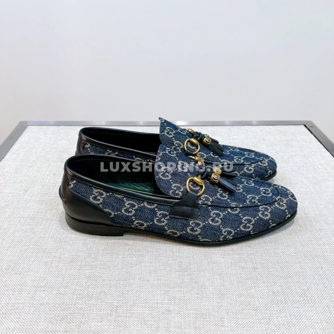 Мокасины Gucci с кисточками синие - фото 3