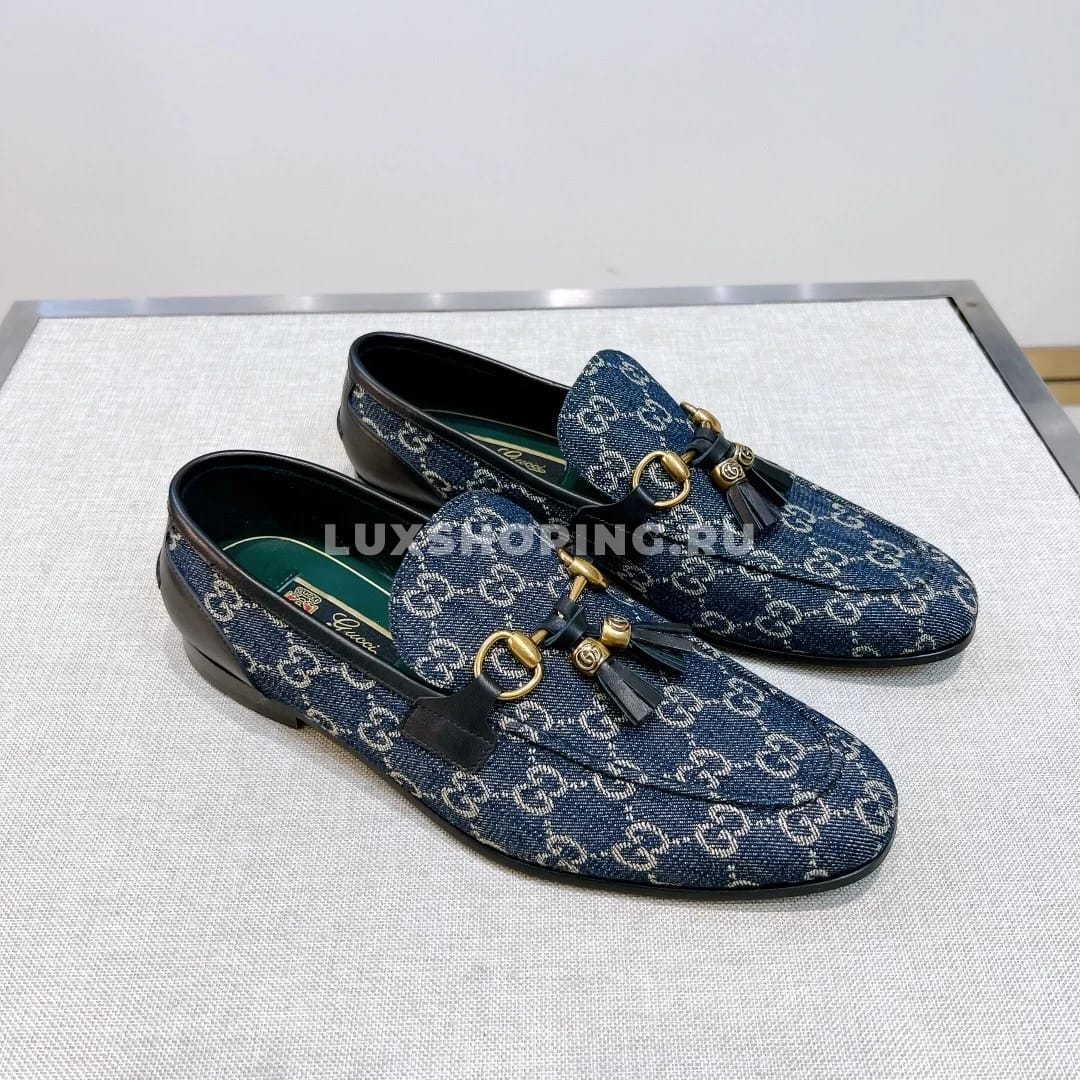 Мокасины Gucci с кисточками синие - фото 4
