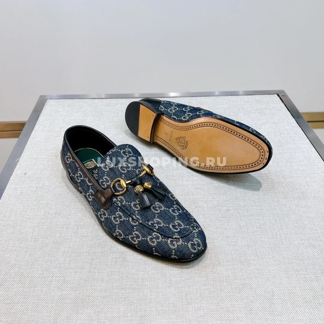 Мокасины Gucci с кисточками синие - фото 5