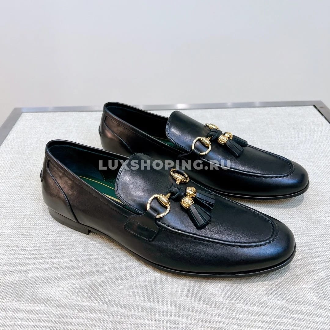 Мокасины Gucci с кисточками кожаные черные - фото 4