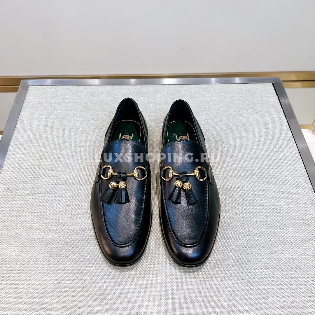 Мокасины Gucci с кисточками кожаные черные - фото 6