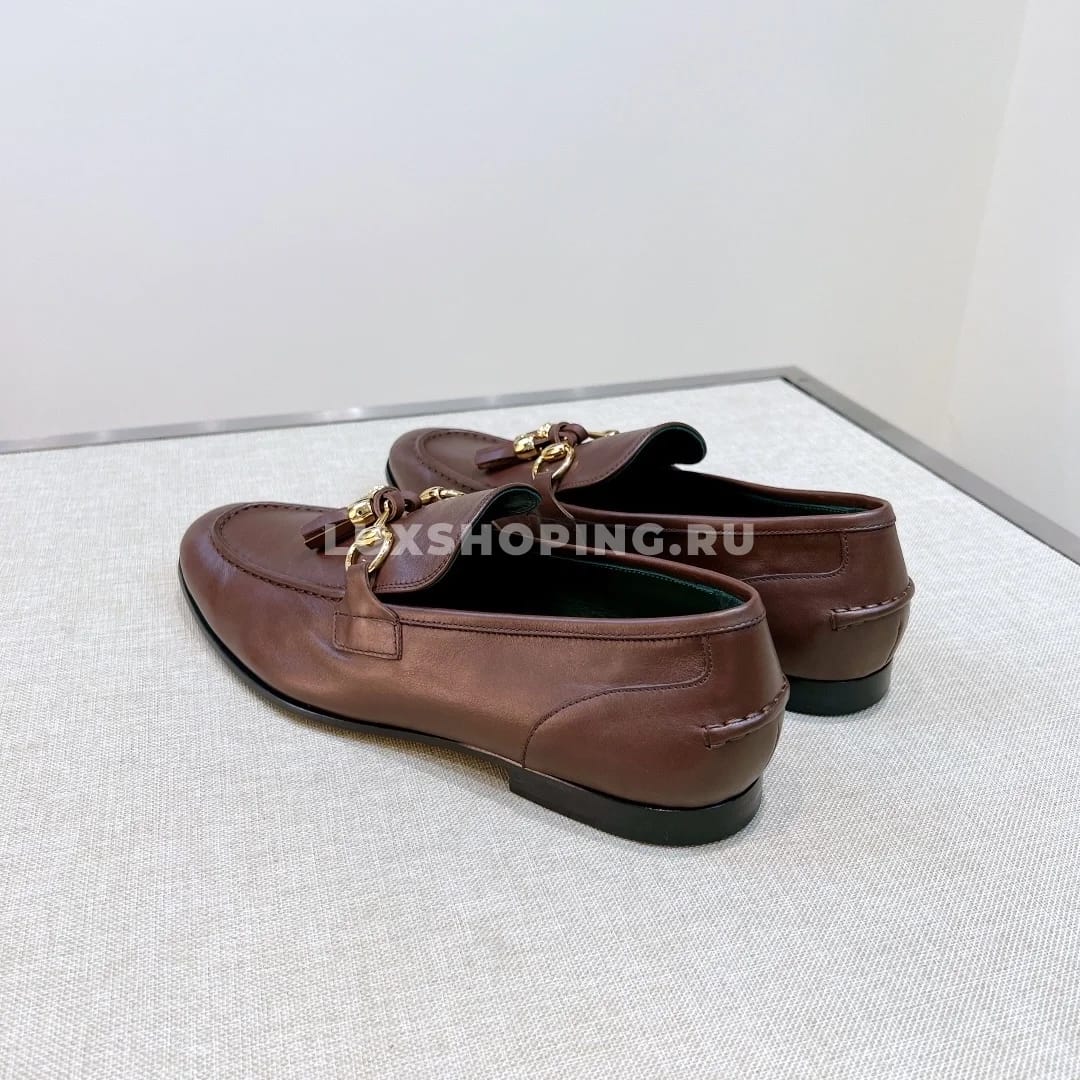 Мокасины Gucci с кисточками кожаные коричневые - фото 3