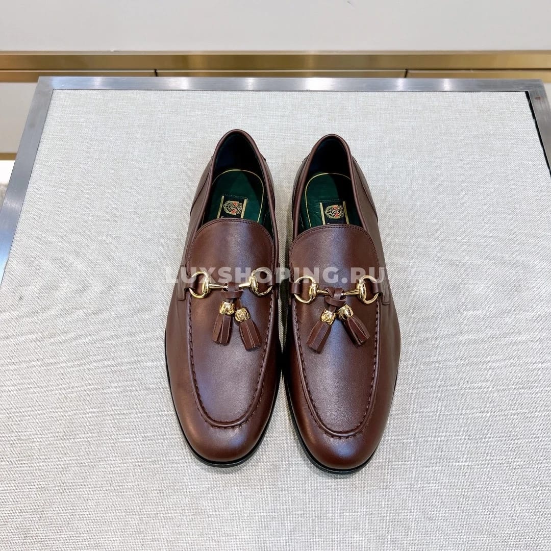 Мокасины Gucci с кисточками кожаные коричневые - фото 5