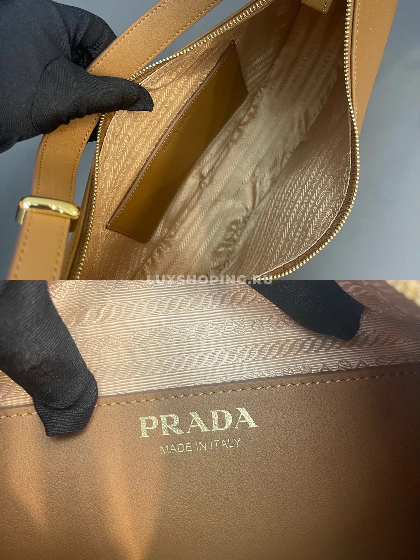 PRADA Moon Bag Карамель 35×22.5×8 см - фото 10