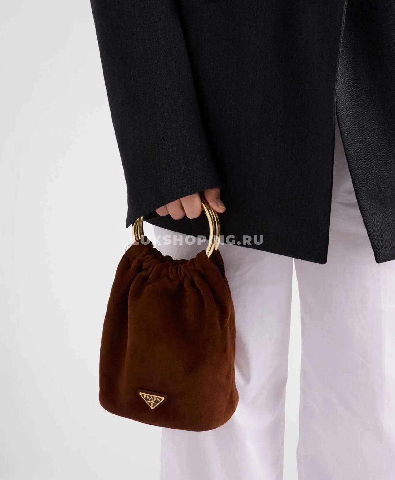 PRADA | Мини сумка из замши 15×19×8 см - фото 2