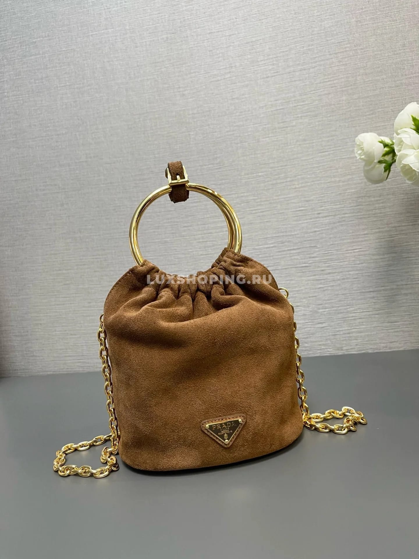 PRADA | Мини сумка из замши 15×19×8 см - фото 5