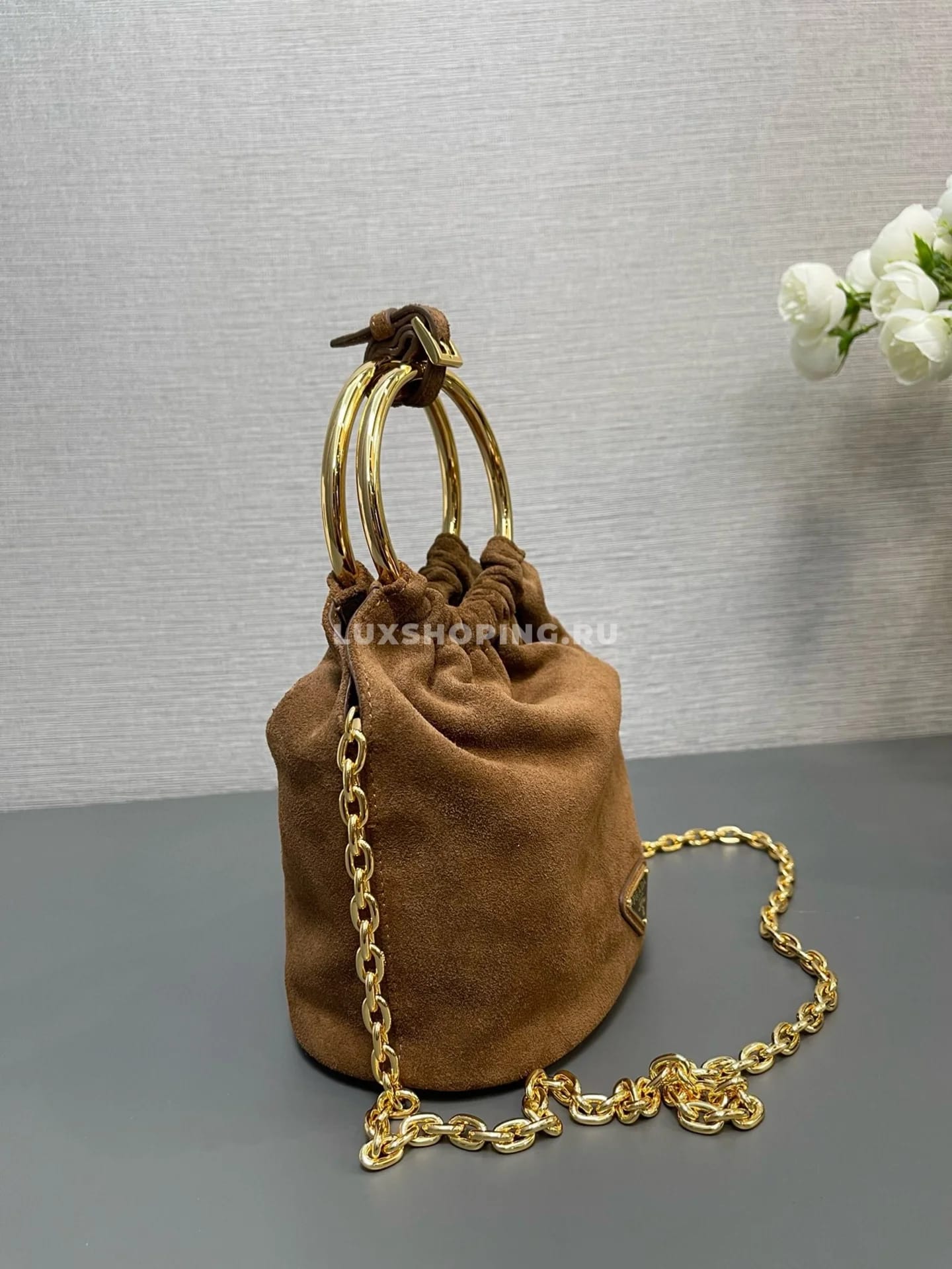 PRADA | Мини сумка из замши 15×19×8 см - фото 6