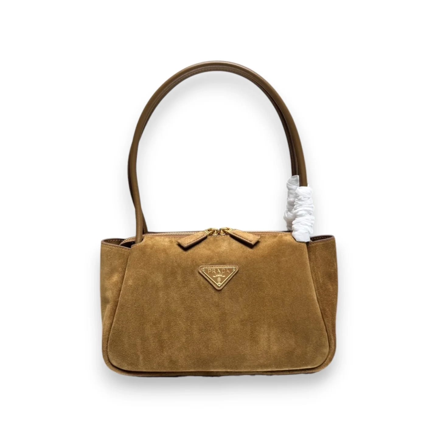 Сумка через плечо Prada Darling из замши, карамельная 28×18×11 см