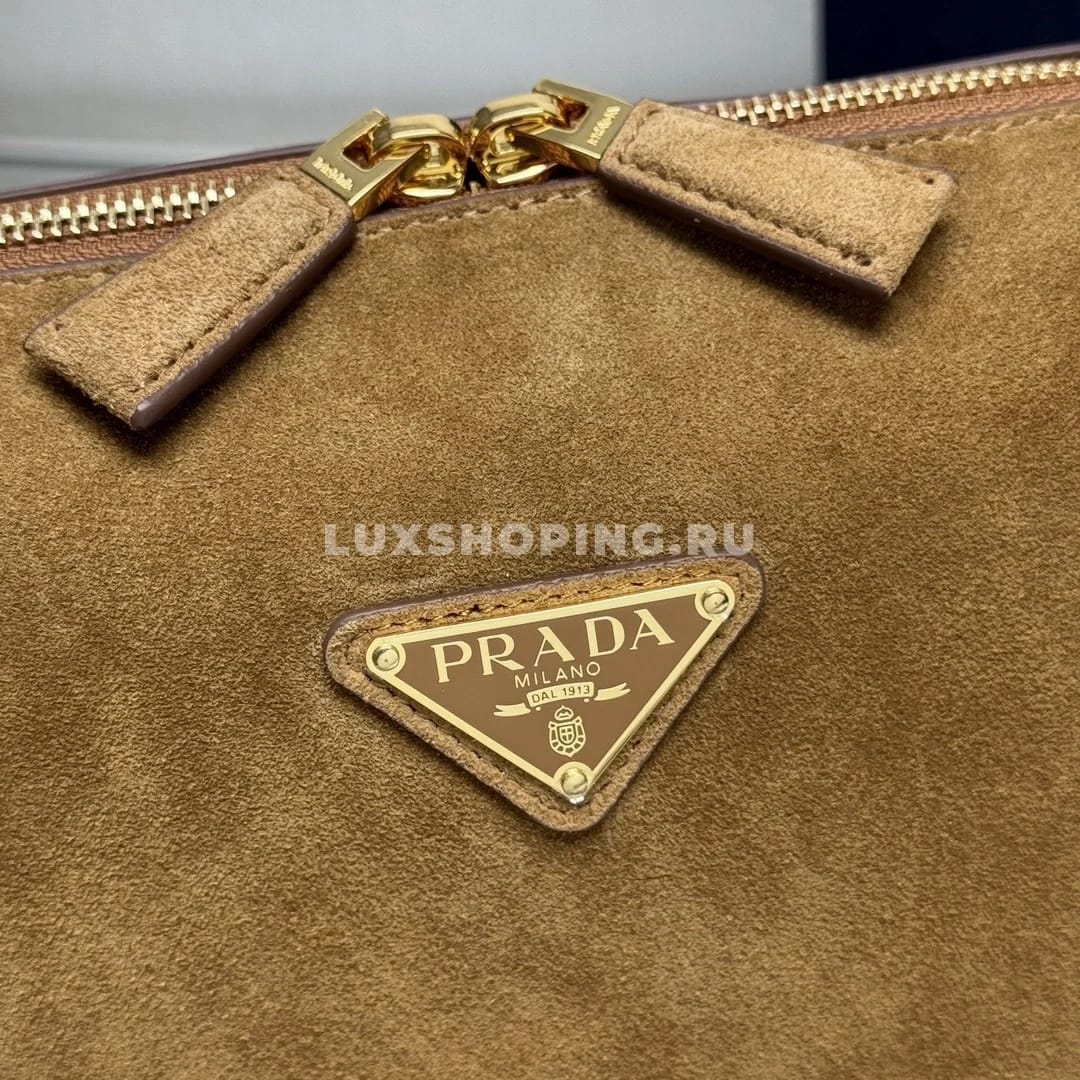 Сумка через плечо Prada Darling из замши, карамельная 28×18×11 см - фото 8