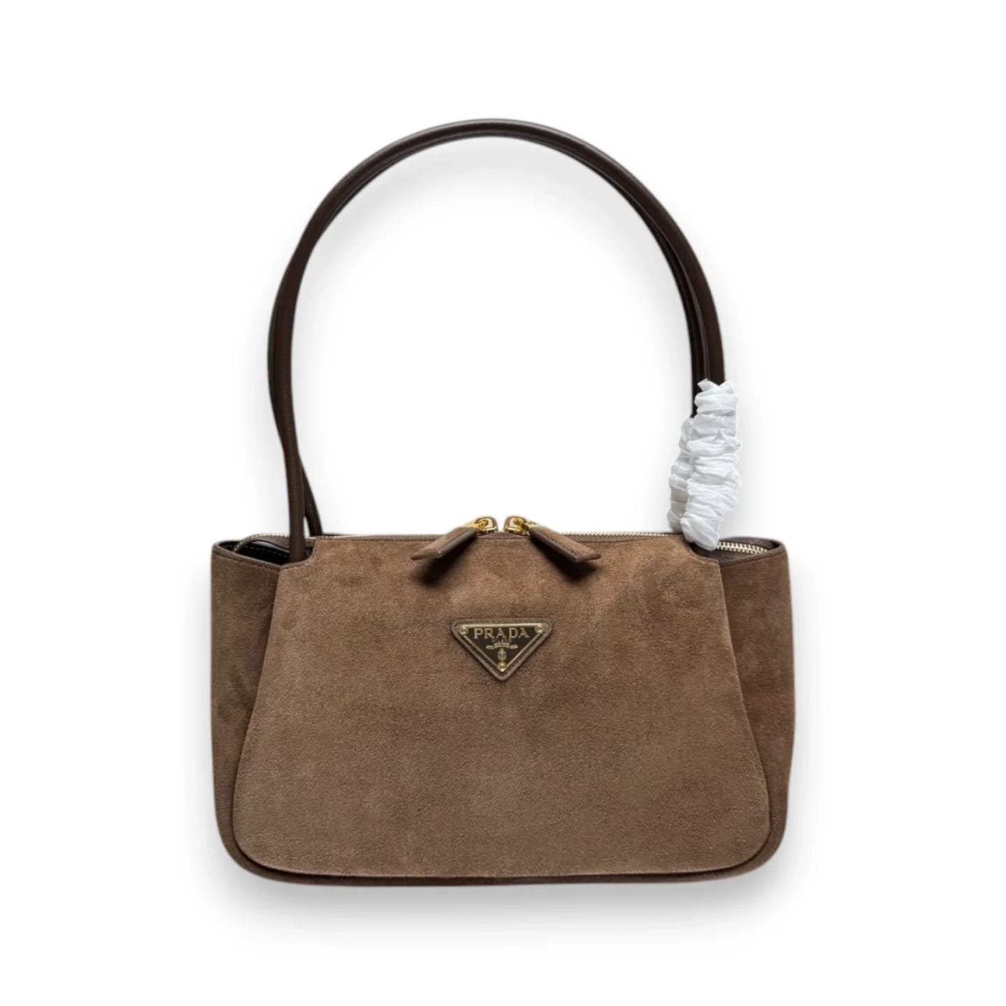 Сумка через плечо Prada Darling из замши, коричневая 28×18×11 см