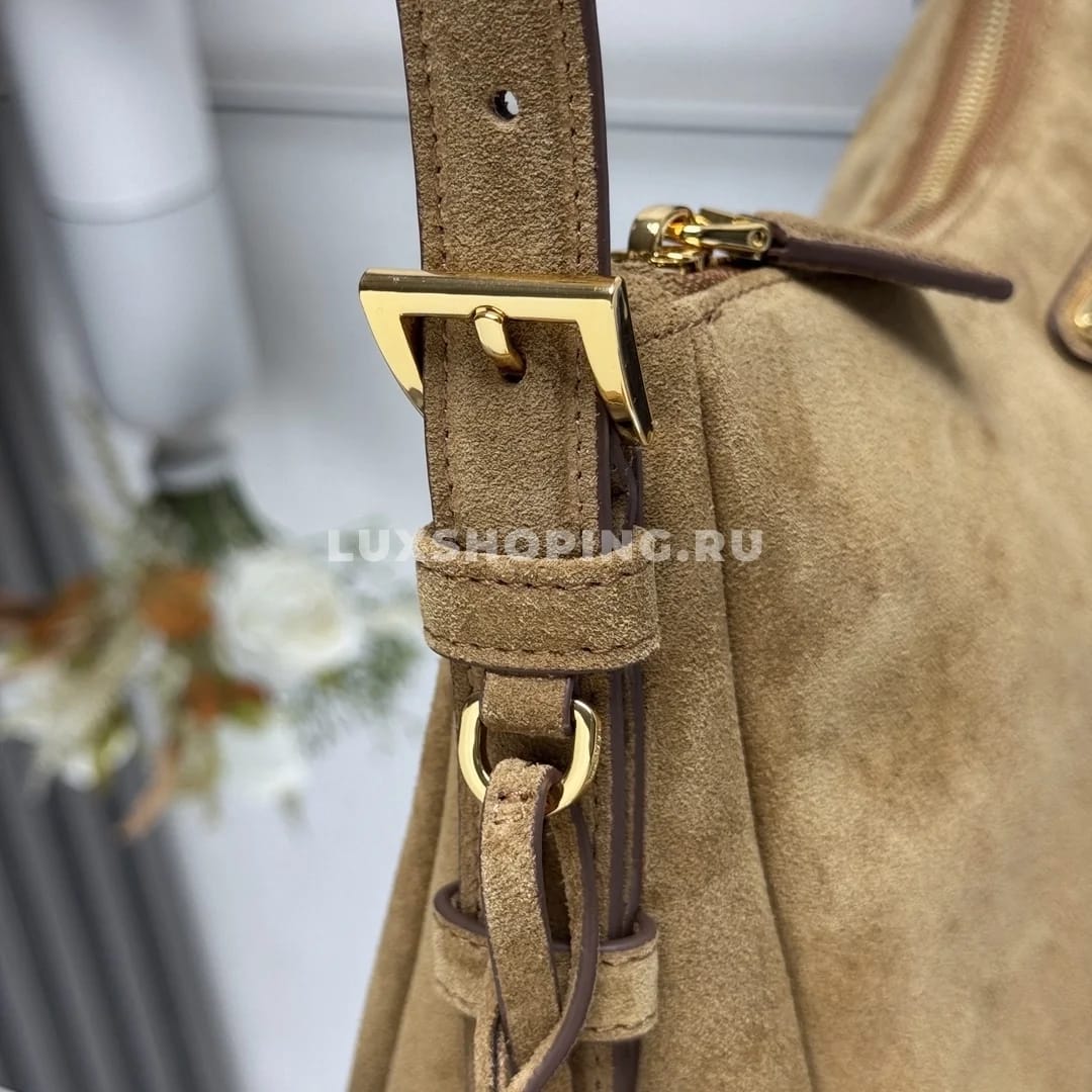 Сумка Prada Aimee Hobo из замши карамельная 31×18×10 см - фото 2