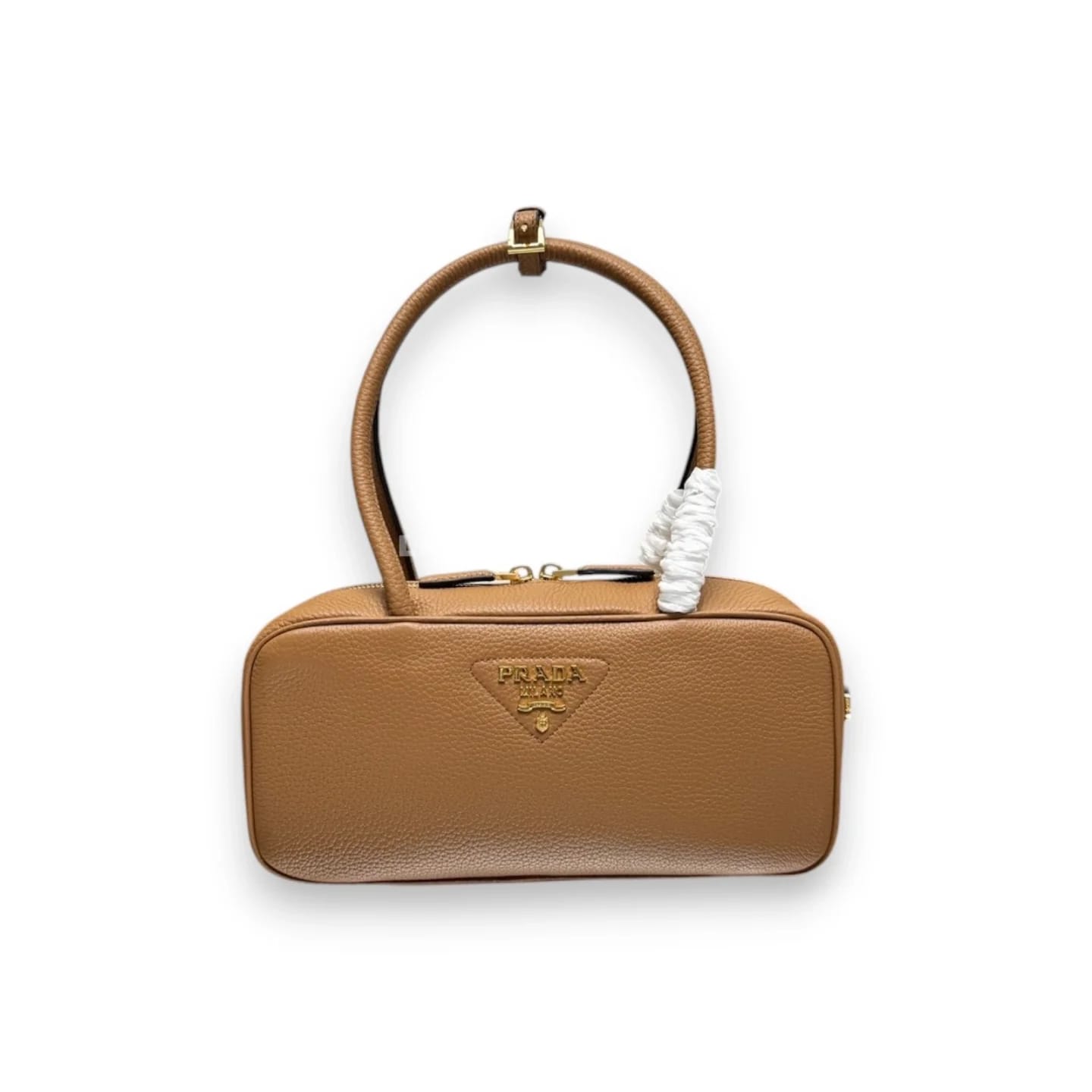 Сумка Prada прямоугольная из кожи карамельная 29×14×8,5 см