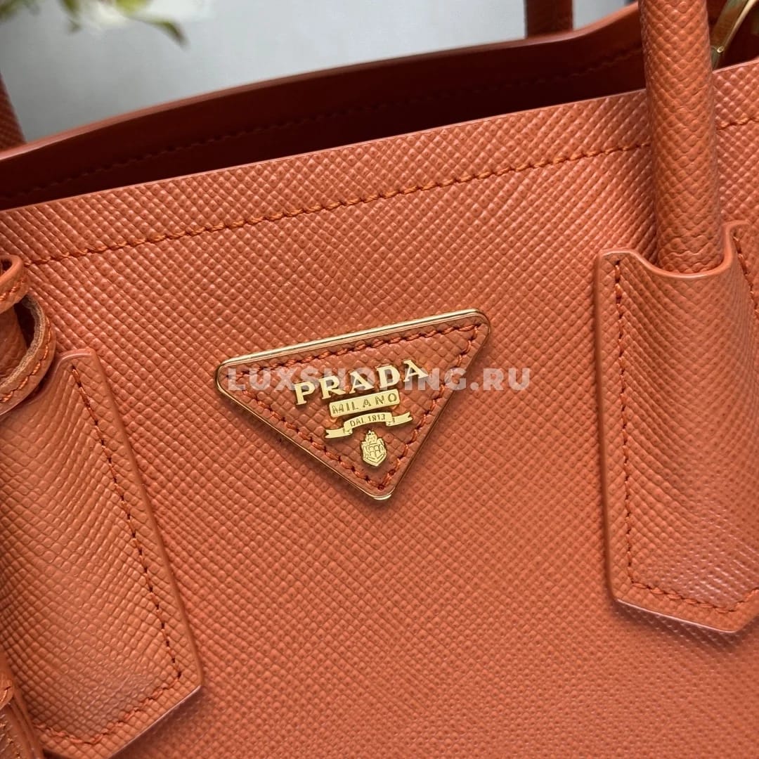Мини-сумка Prada Double Saffiano оранжевая 25×18,5×12,5 см - фото 6