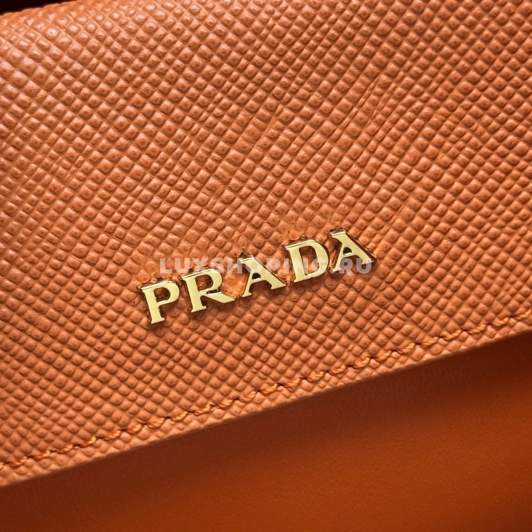 Мини-сумка Prada Double Saffiano оранжевая 25×18,5×12,5 см - фото 8