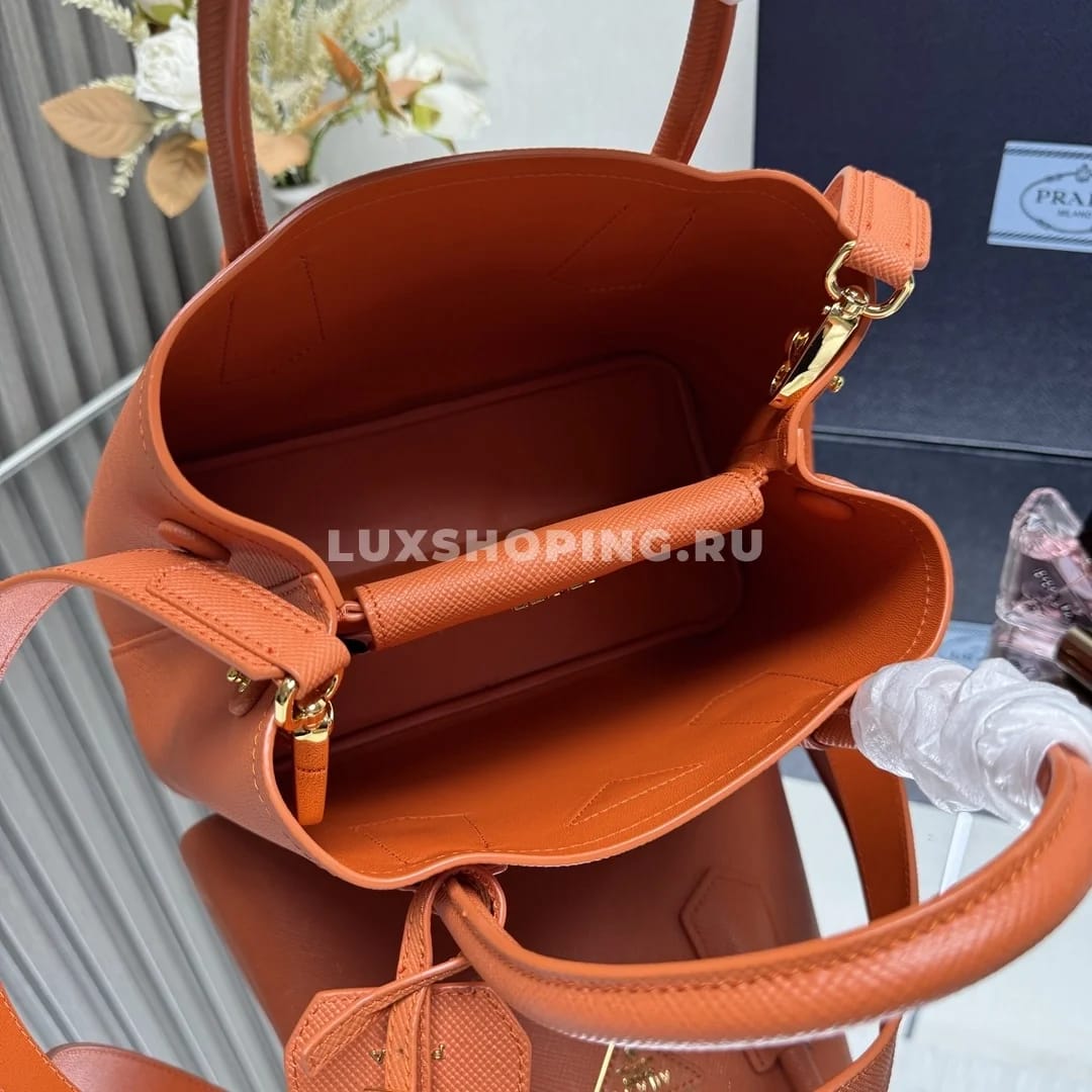Мини-сумка Prada Double Saffiano оранжевая 25×18,5×12,5 см - фото 10