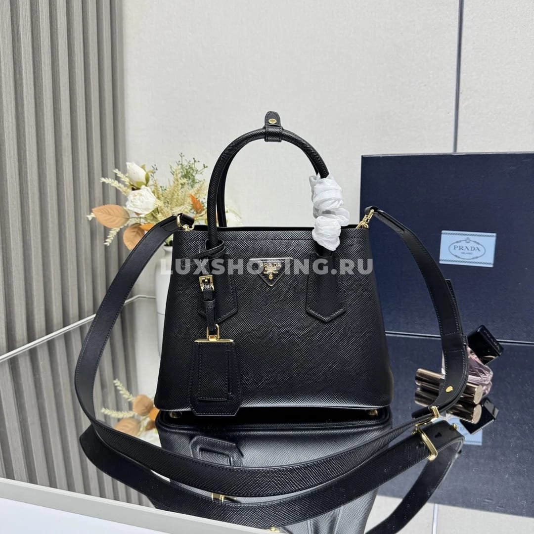 Мини-сумка Prada Double Saffiano черная 25×18,5×12,5 см - фото 8