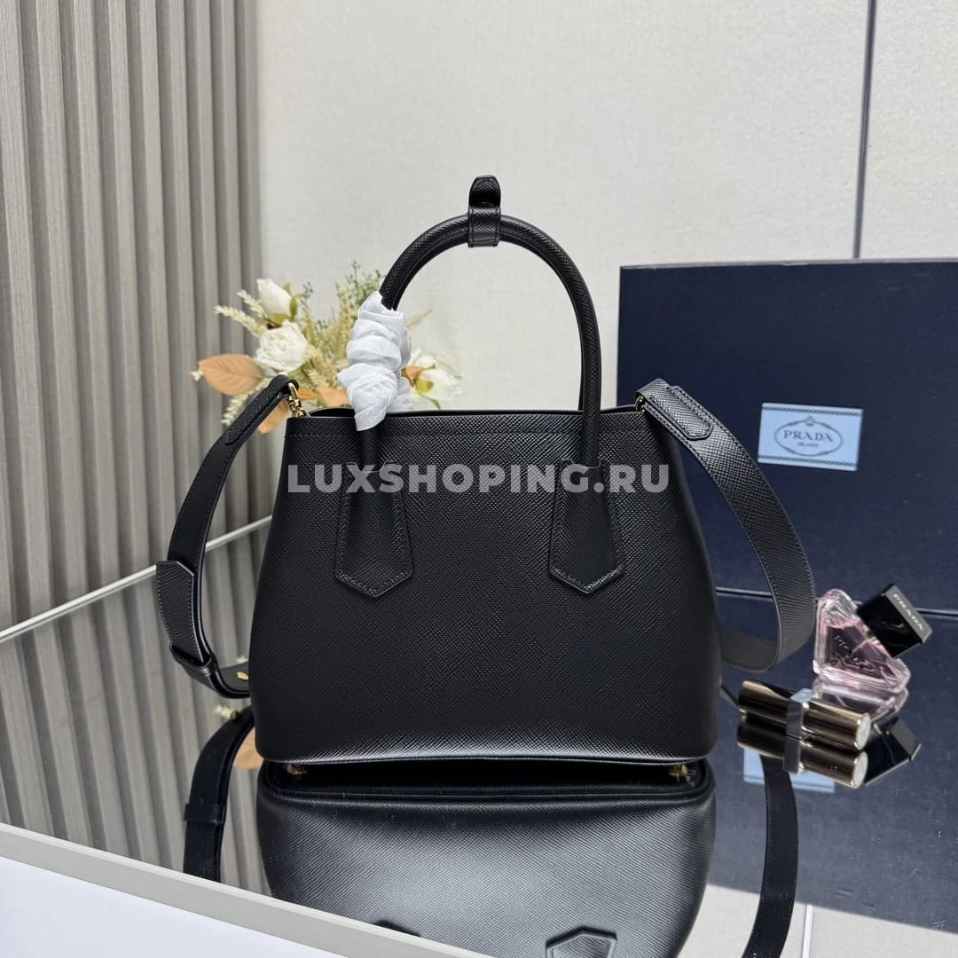 Мини-сумка Prada Double Saffiano черная 25×18,5×12,5 см - фото 10