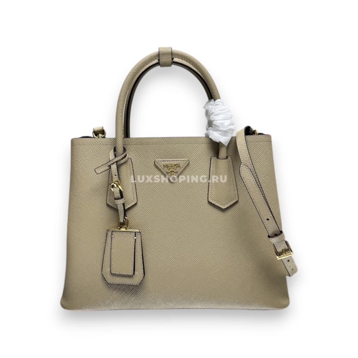 Сумка Prada Double бежевая 33×24,5×14 см