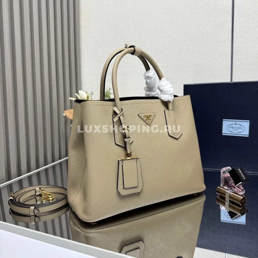 Сумка Prada Double бежевая 33×24,5×14 см - фото 4