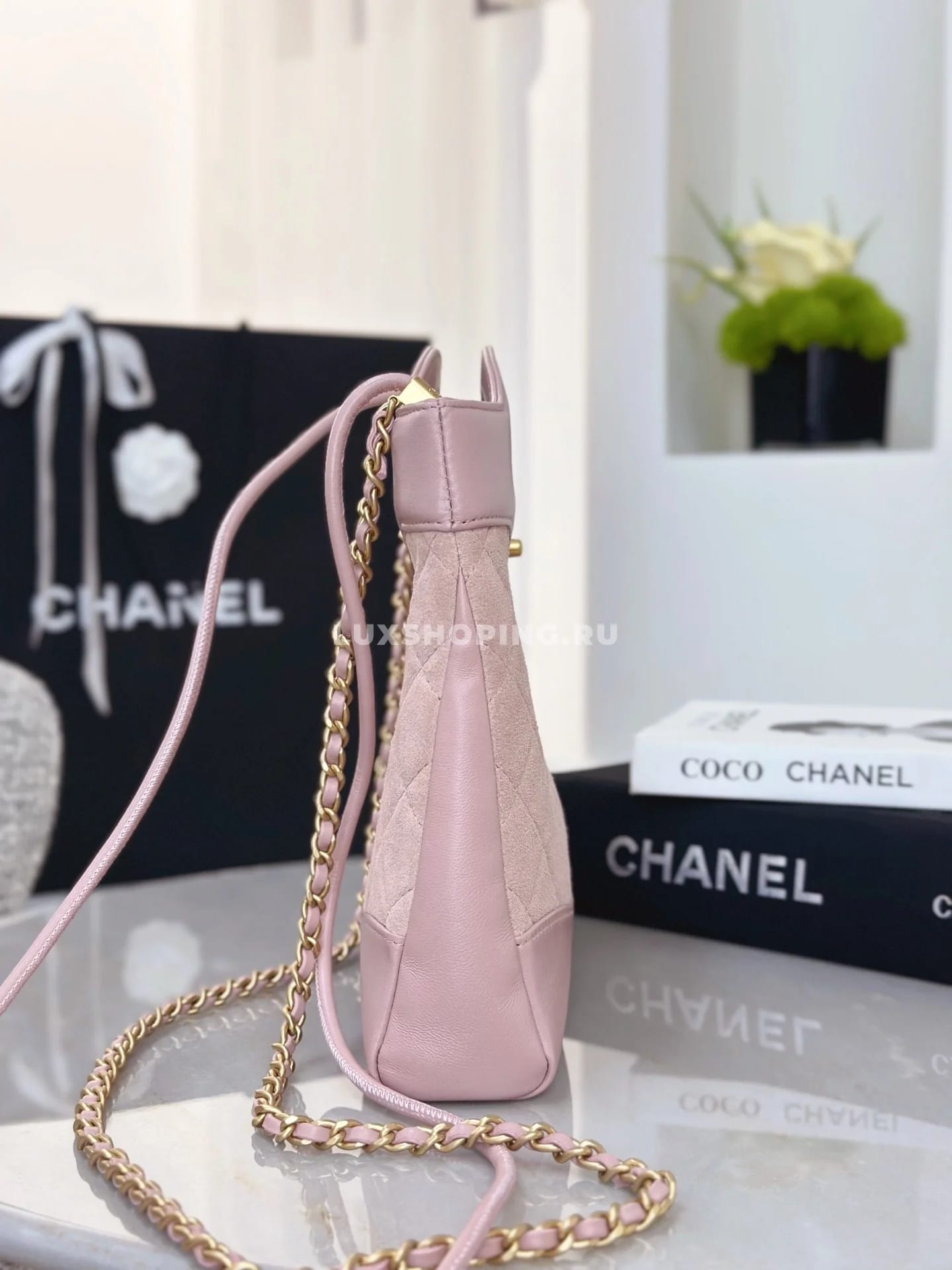 Сумка Chanel SHOPPING розовая 22×23×5,5 см - фото 5