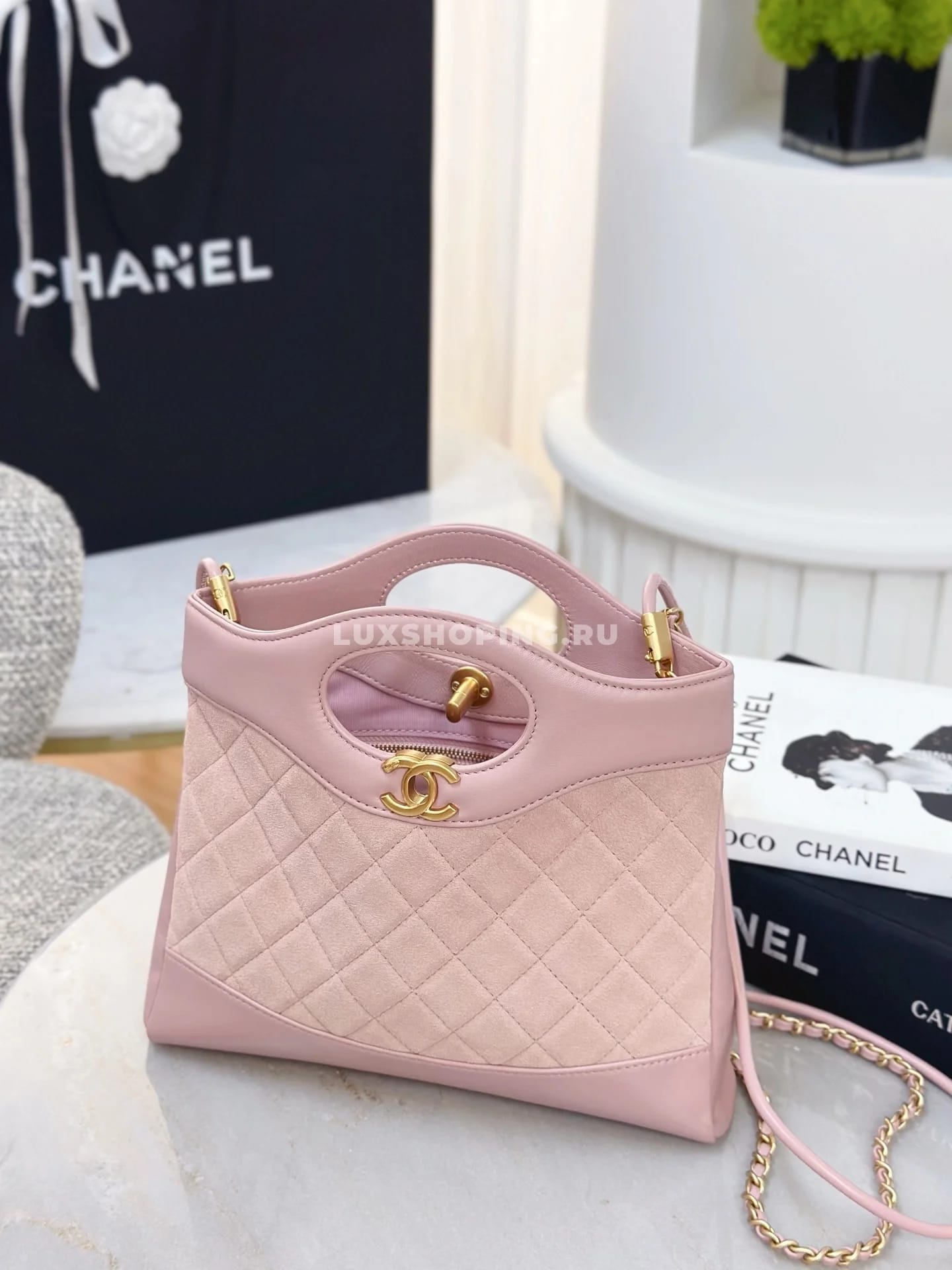 Сумка Chanel SHOPPING розовая 22×23×5,5 см - фото 8