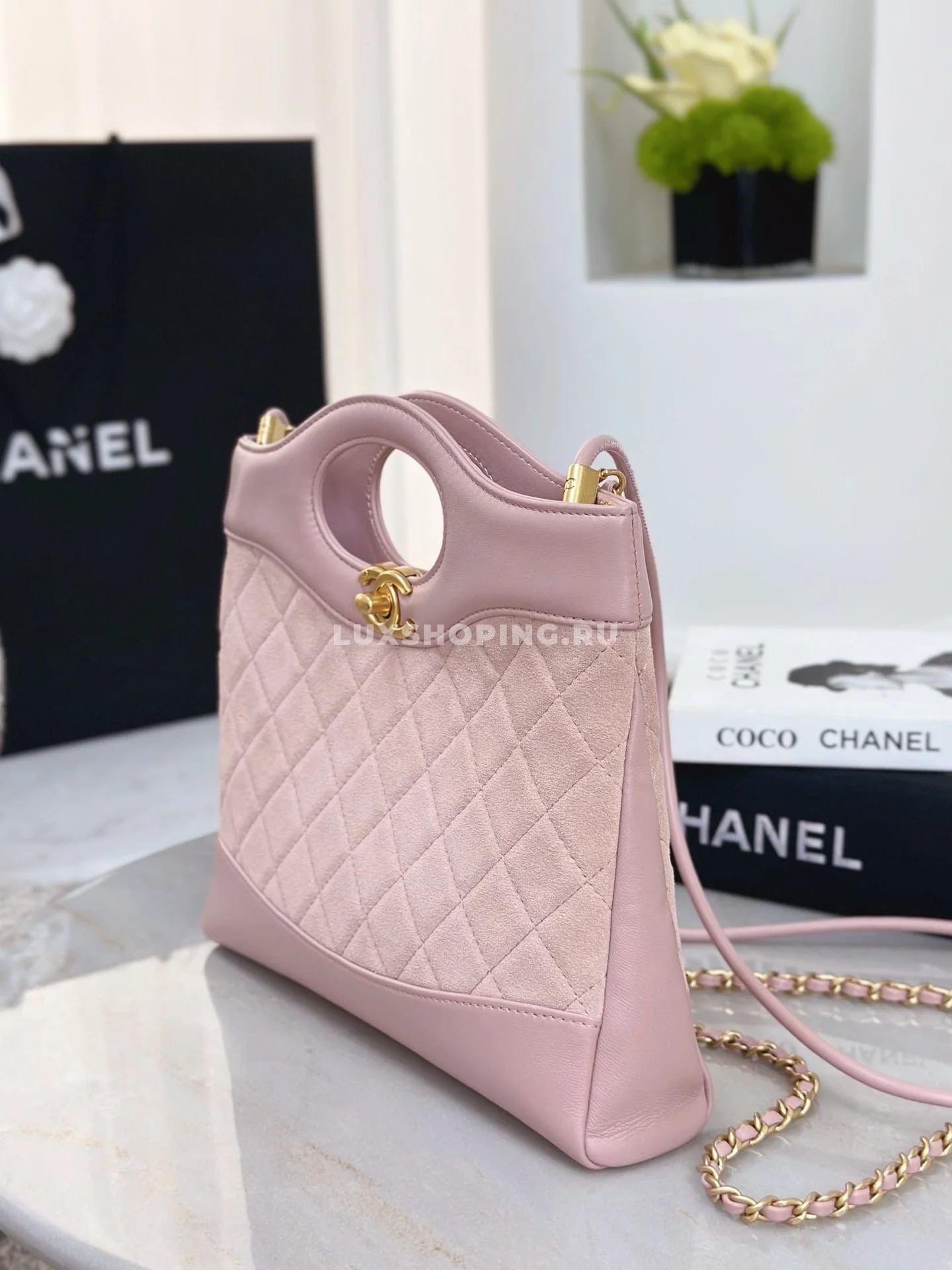 Сумка Chanel SHOPPING розовая 22×23×5,5 см - фото 9