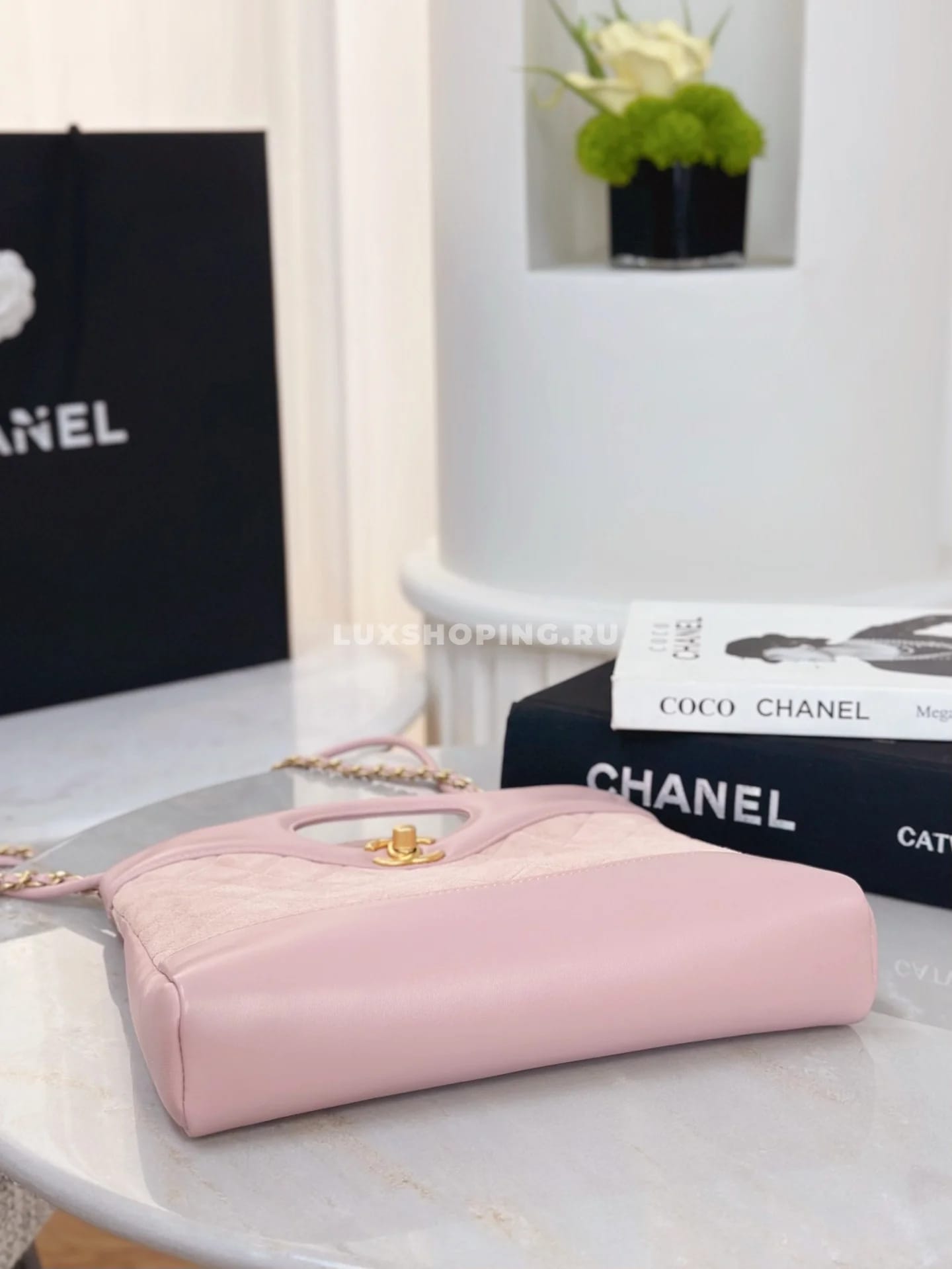 Сумка Chanel SHOPPING розовая 22×23×5,5 см - фото 10