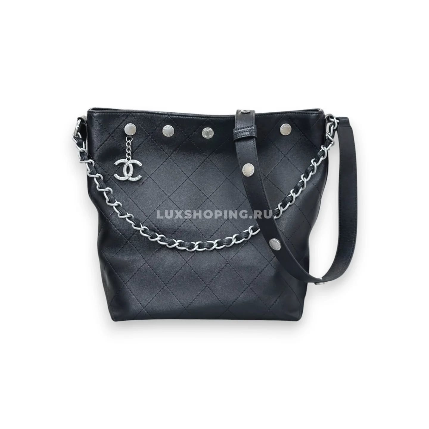 Сумка Chanel 25P Silver Coin Bucket Hobo 28×31×15 см