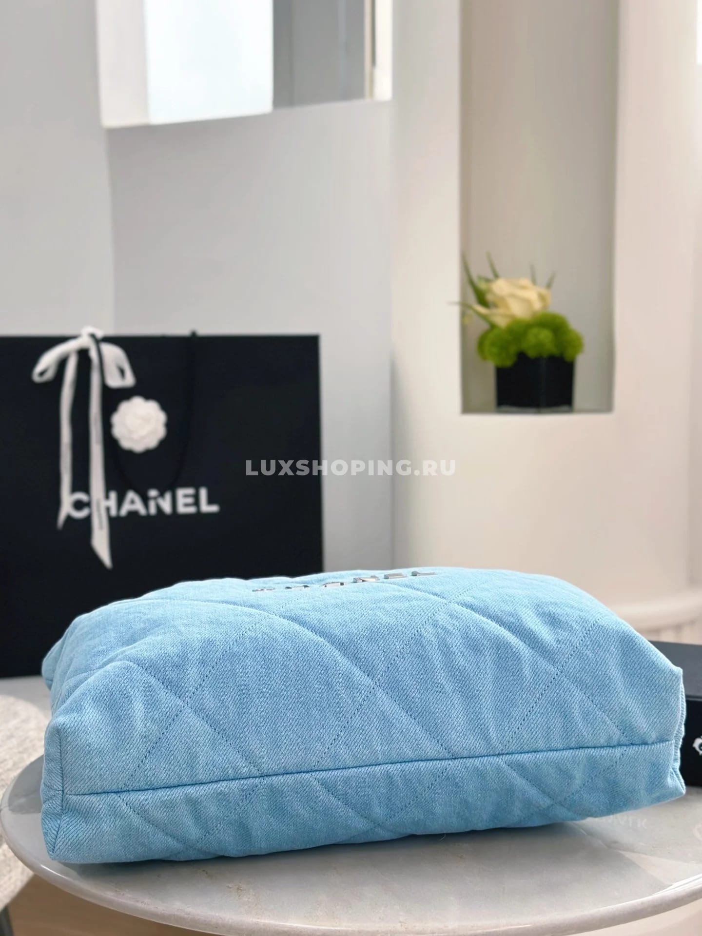 Сумка Chanel 22 джинсовая 39×42×8 см - фото 6