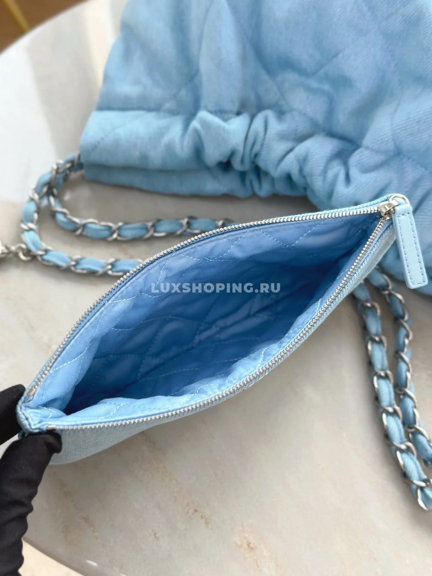 Сумка Chanel 22 джинсовая 39×42×8 см - фото 7