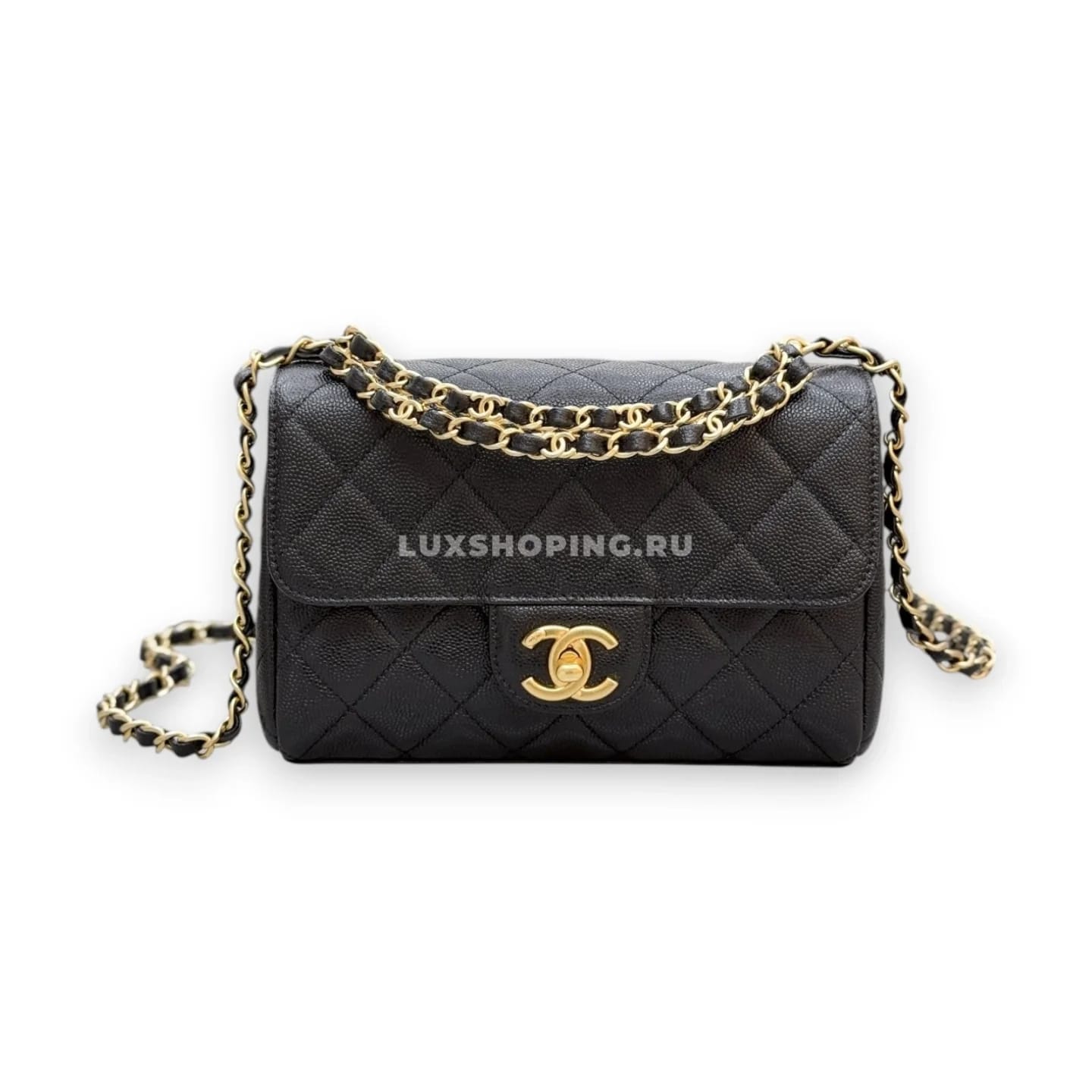Сумка Chanel 25P Double Chain Caviar Flap 14×22×6,5 см