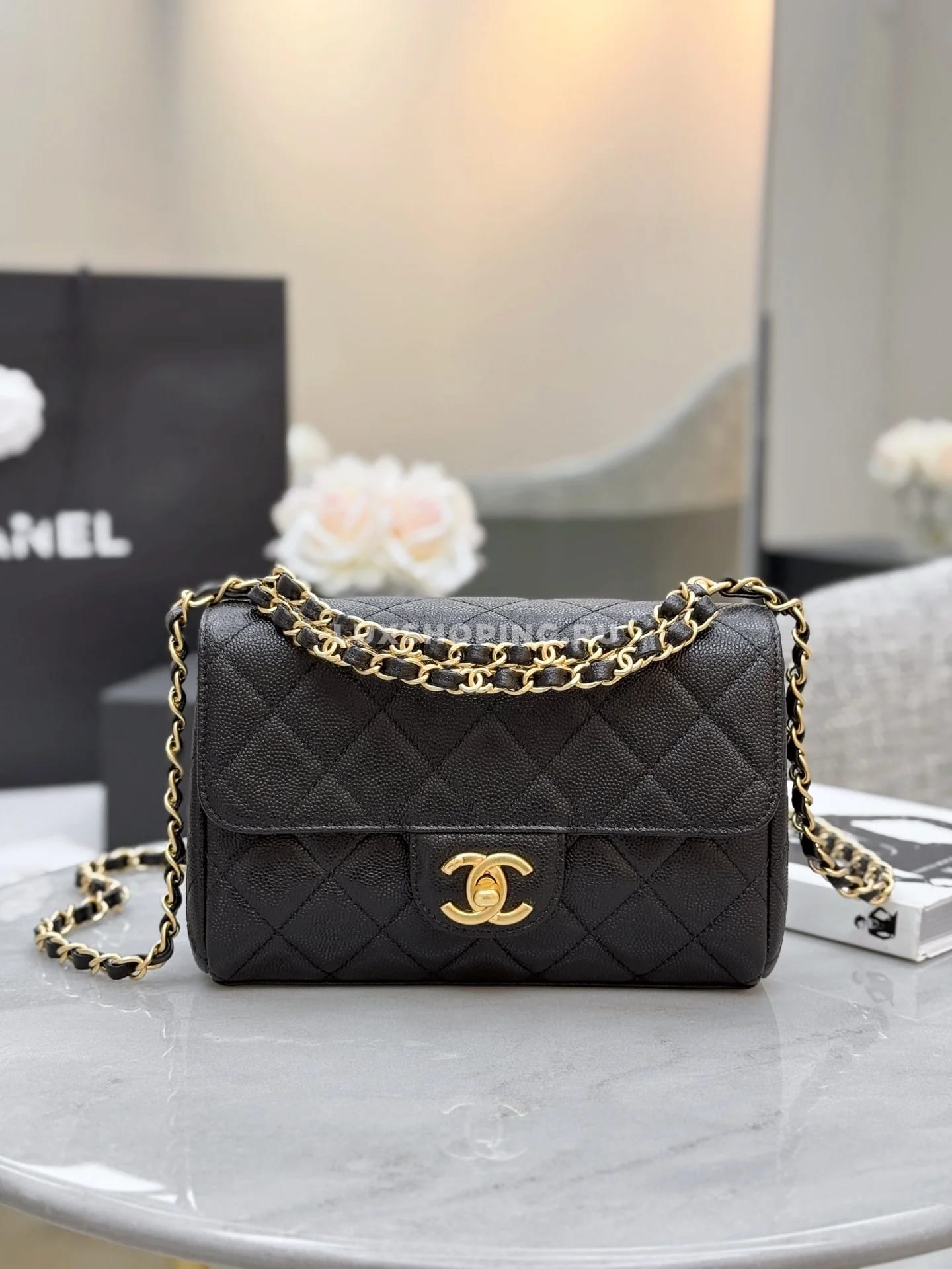 Сумка Chanel 25P Double Chain Caviar Flap 14×22×6,5 см - фото 6