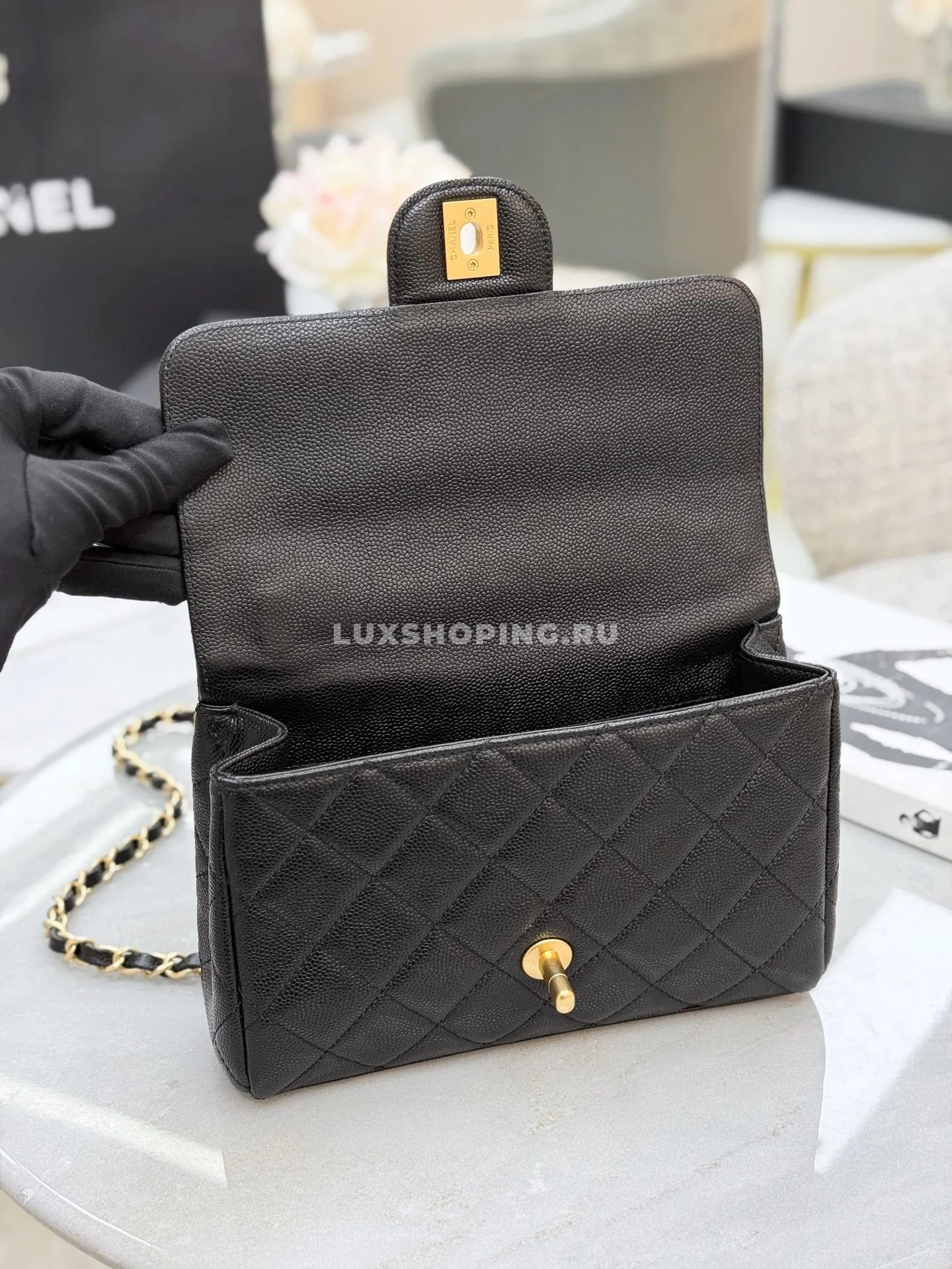 Сумка Chanel 25P Double Chain Caviar Flap 14×22×6,5 см - фото 10