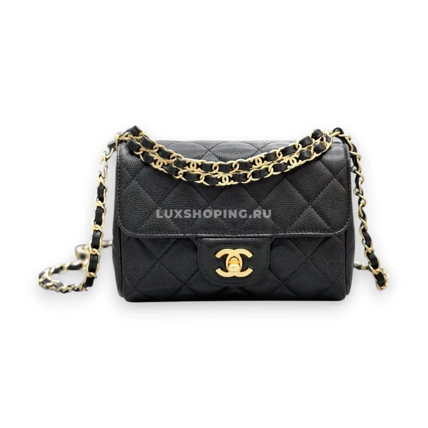 Сумка Chanel 25P Double Chain Caviar Flap 13×18×5,5 см