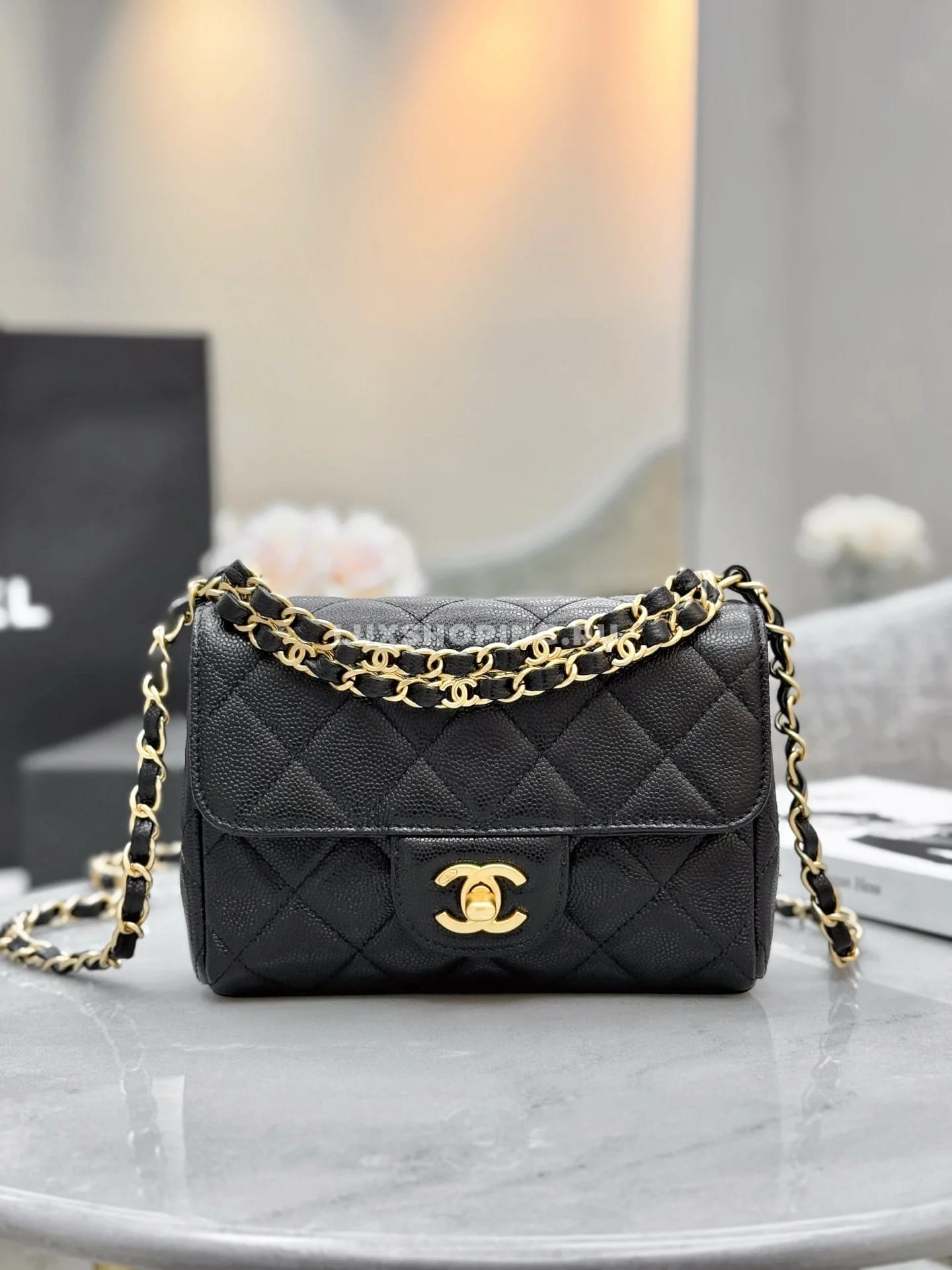 Сумка Chanel 25P Double Chain Caviar Flap 13×18×5,5 см - фото 4