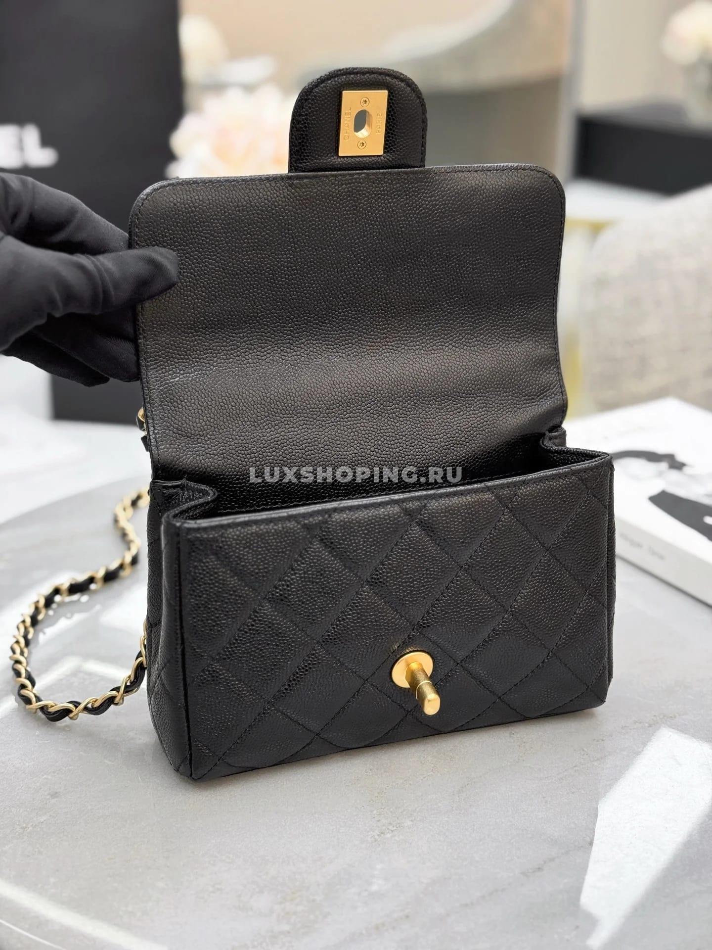Сумка Chanel 25P Double Chain Caviar Flap 13×18×5,5 см - фото 9