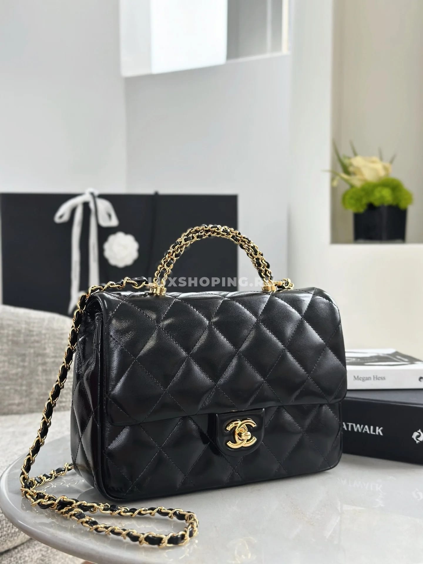 Сумка Chanel 24B Handle Flap Bag Square черная 17×25×8 см - фото 5