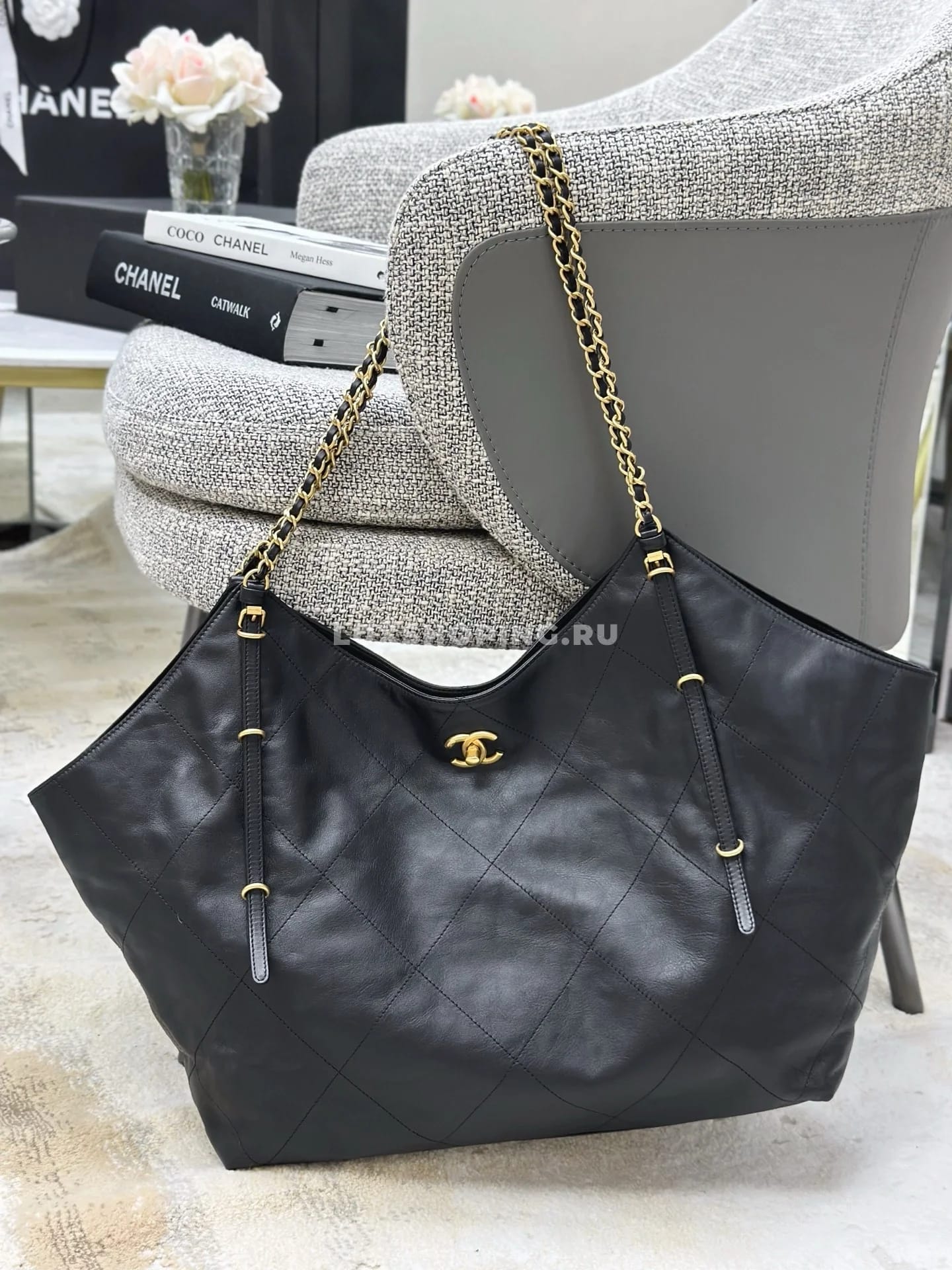 Сумка Chanel Tote черная 36×59×13 см - фото 5