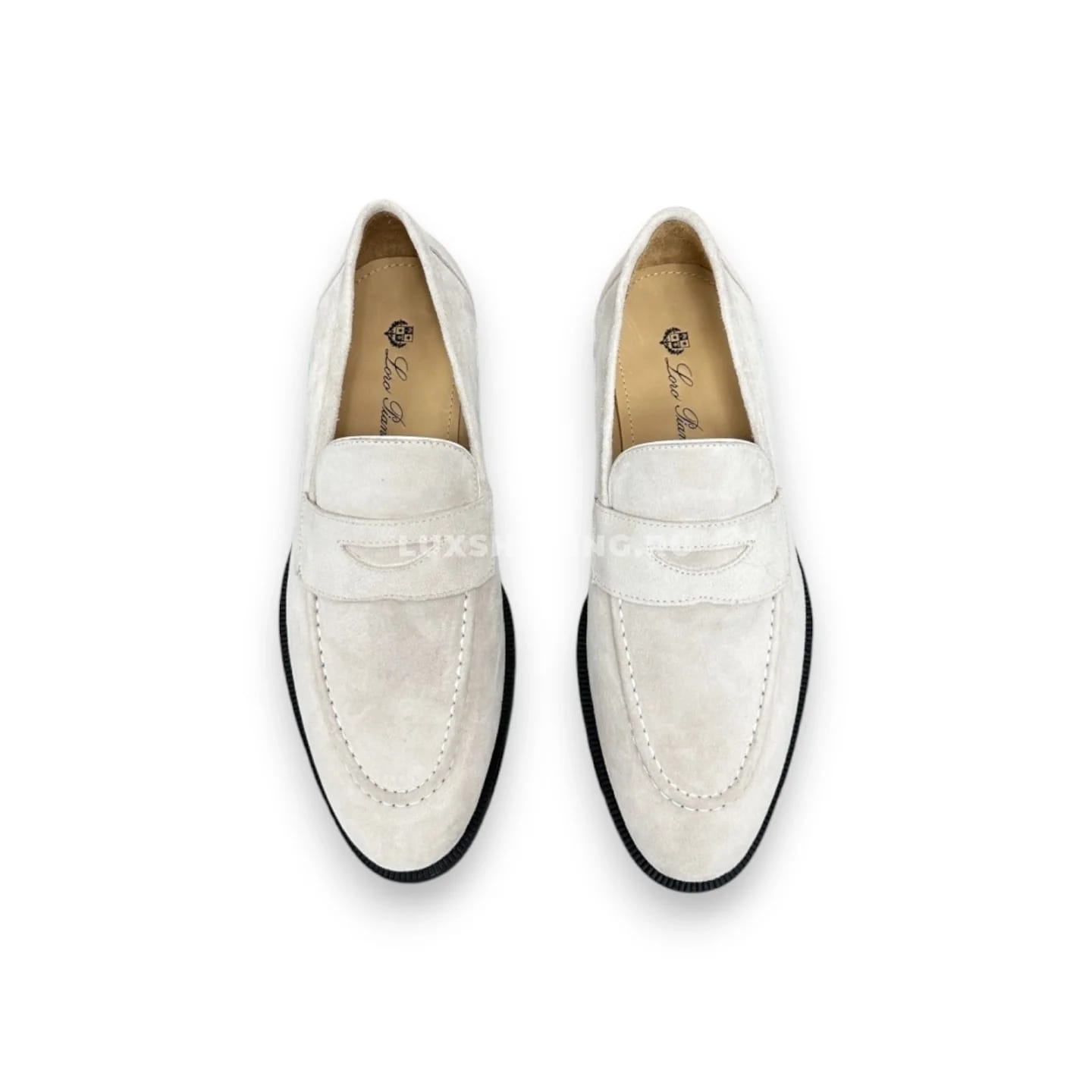 Лоферы Loro Piana белые замшевые