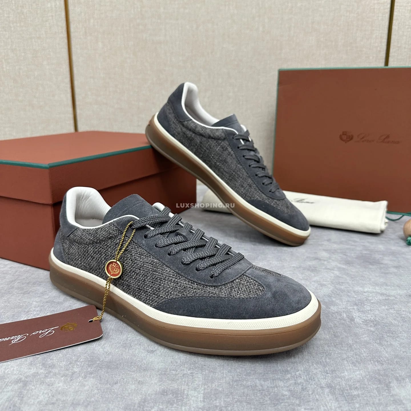 Кеды Loro Piana Trainer Sneakers серые - фото 3