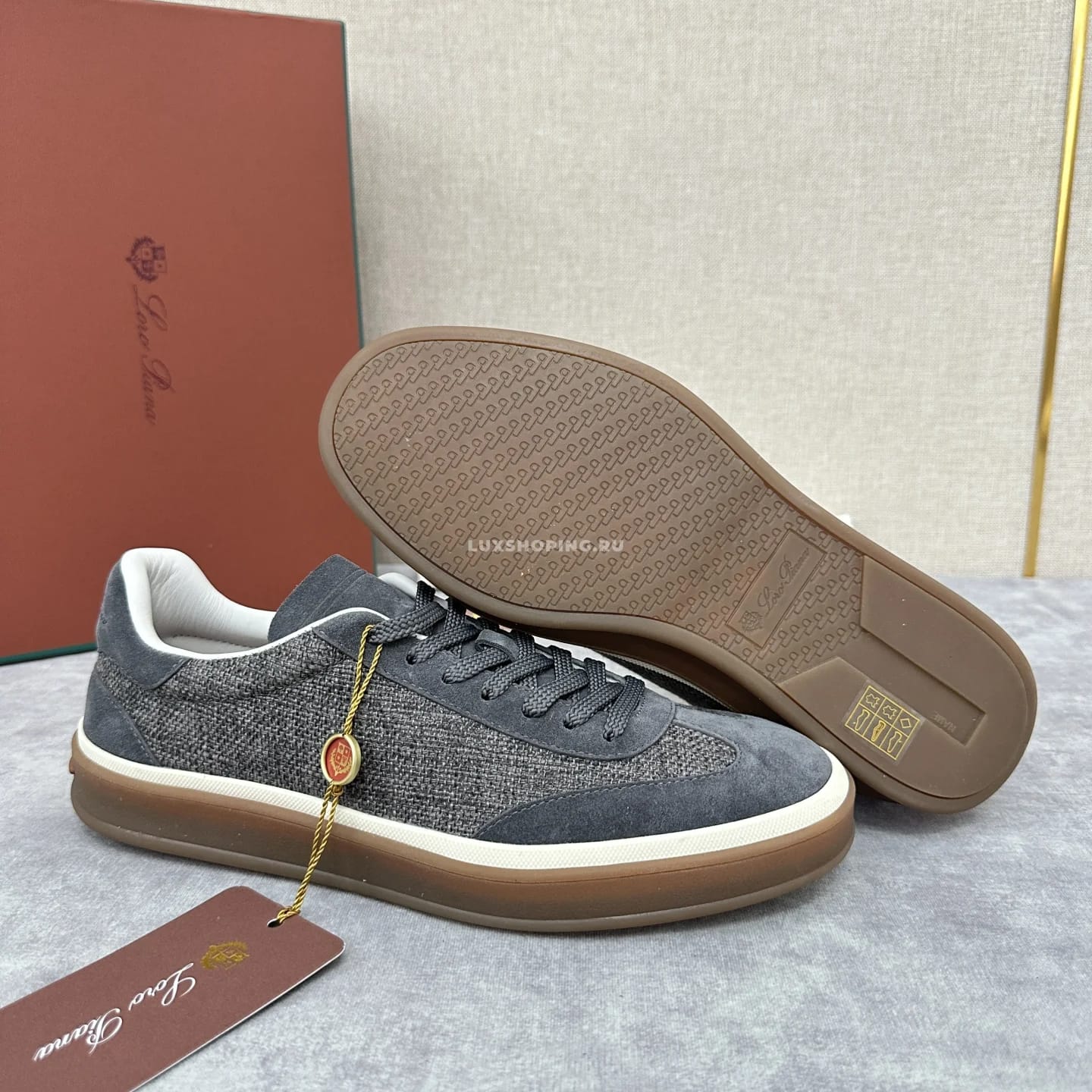 Кеды Loro Piana Trainer Sneakers серые - фото 4