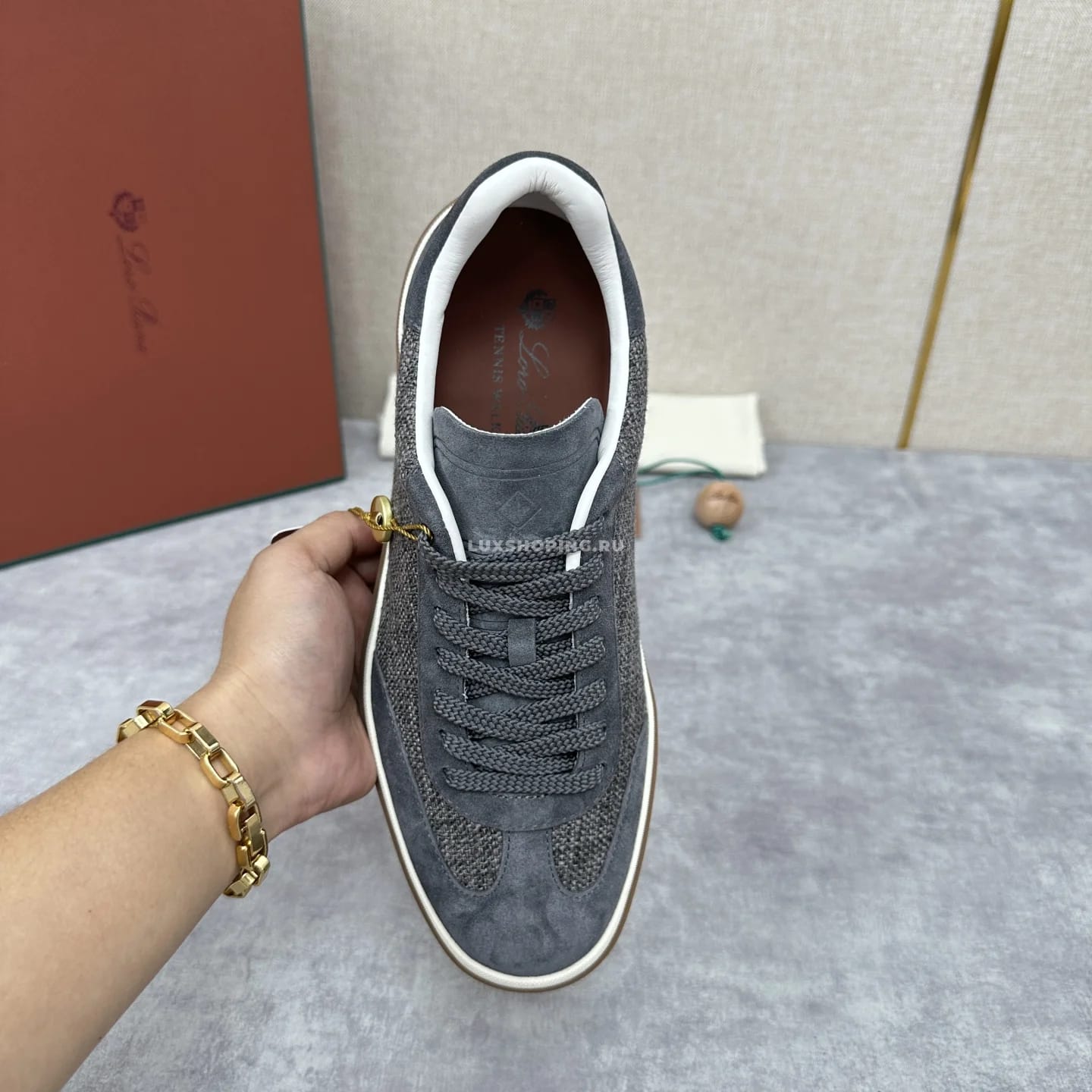 Кеды Loro Piana Trainer Sneakers серые - фото 5