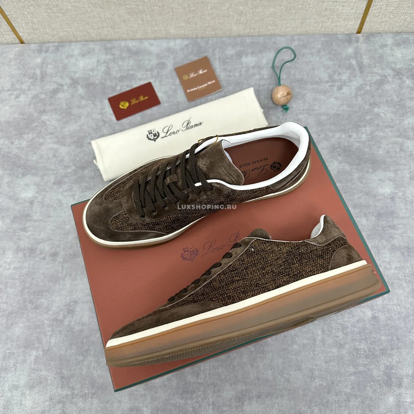 Кеды Loro Piana Trainer Sneakers коричневые - фото 2