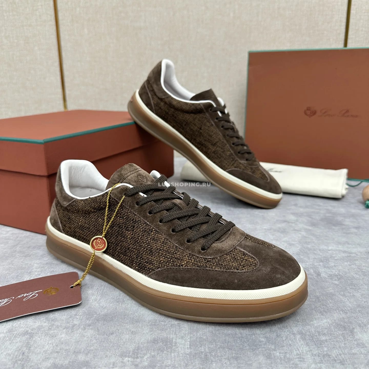 Кеды Loro Piana Trainer Sneakers коричневые - фото 4