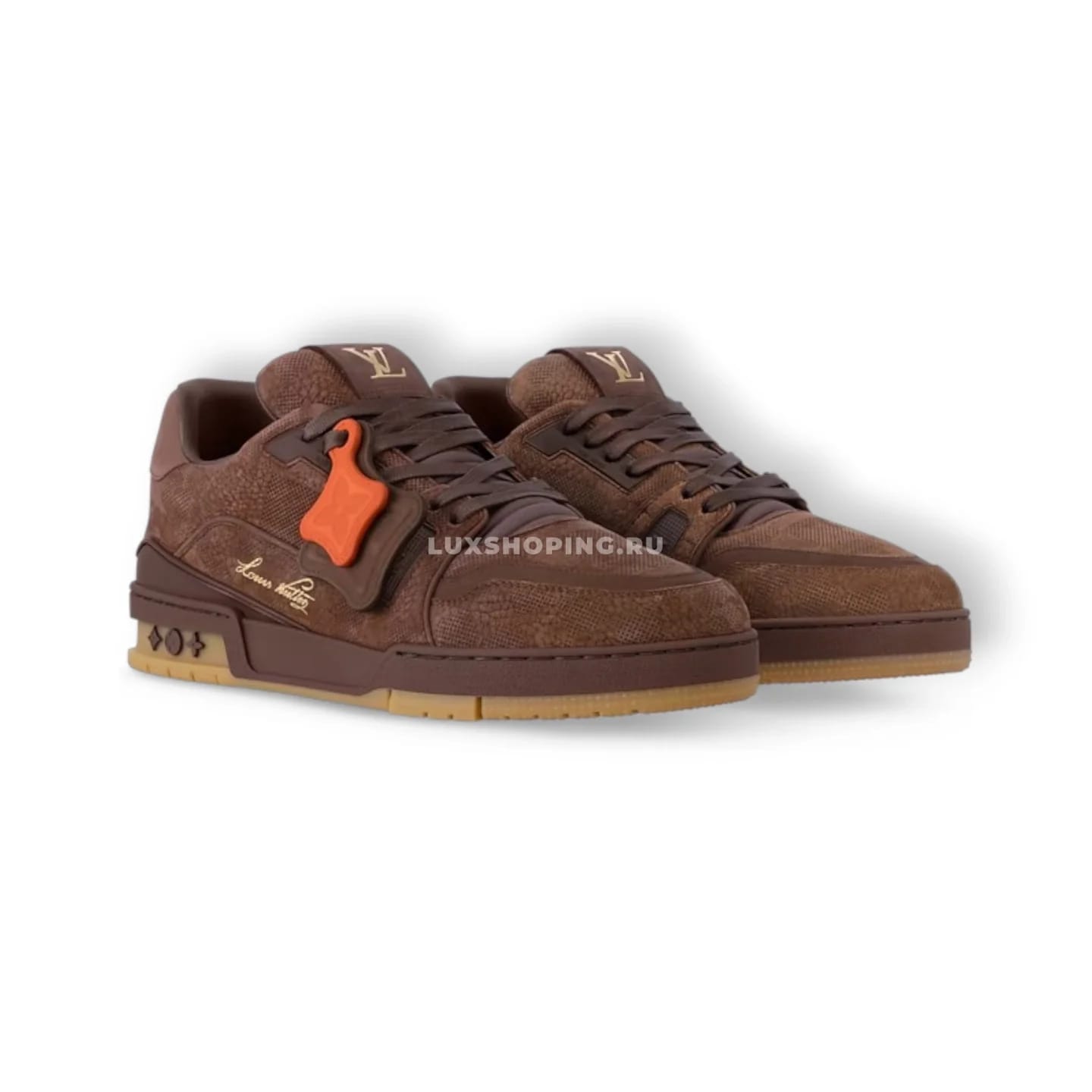 Мужские кроссовки Louis Vuitton Trainer коричневые