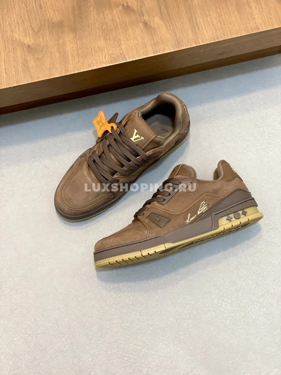 Мужские кроссовки Louis Vuitton Trainer коричневые - фото 5